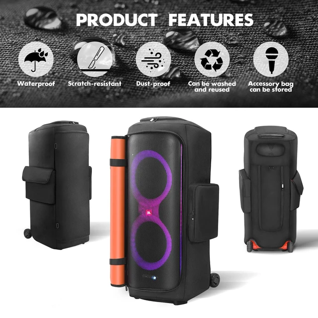 Alt view image 7 of 7 - Protective Cover Case Compatible with JBL PartyBox 710 Scratch-Resistant Carrying Case with Storage Pocket, Water-Resistant Portable Travel Bag for Party Box 710 Speaker
