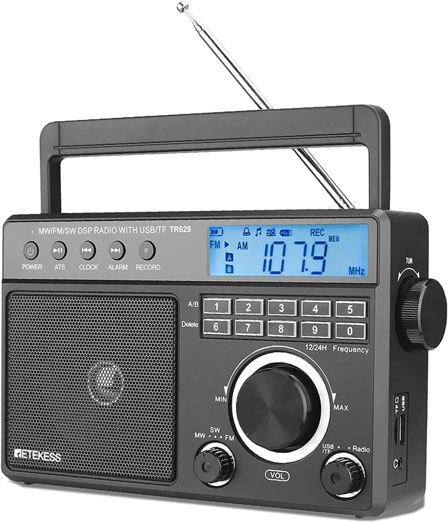 Main image of TR629 Portable Shortwave Radios, Digital Radio AM FM Plug in for Home,DSP, Backlight LCD Display, Digital Tuning and Preset, USB, Micro SD, Clock, Recorder
