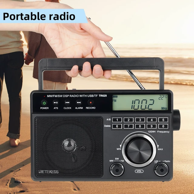 Alt view image 2 of 7 - TR629 Portable Shortwave Radios, Digital Radio AM FM Plug in for Home,DSP, Backlight LCD Display, Digital Tuning and Preset, USB, Micro SD, Clock, Recorder