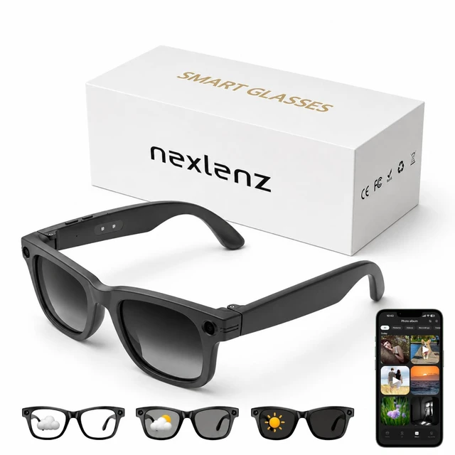 Main image of Smart Glasses with Camera for Travel & POV Video, Gray Hands-free POV camera glasses for travel, cycling and daily moments, with Bluetooth audio, calls, translation and WiFi