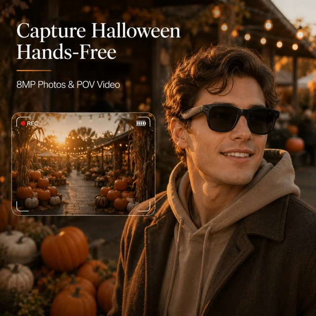 Alt view image 4 of 7 - Smart Glasses with Camera for Travel & POV Video, Gray Hands-free POV camera glasses for travel, cycling and daily moments, with Bluetooth audio, calls, translation and WiFi