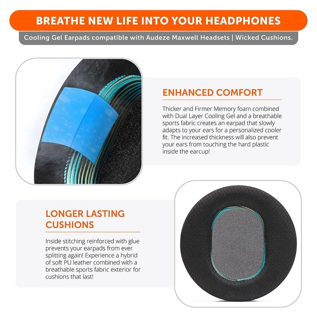 Alt view image 4 of 7 - Freeze Maxwell Gen 1 - Cooling Gel Earpads for Audeze Maxwell 1 Made by Wicked Cushions Elevate Comfort, Durability, Thickness & Sound Isolation for Gaming The Simulation