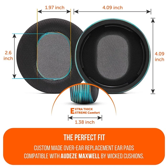 Alt view image 5 of 7 - Freeze Maxwell Gen 1 - Cooling Gel Earpads for Audeze Maxwell 1 Made by Wicked Cushions Elevate Comfort, Durability, Thickness & Sound Isolation for Gaming The Simulation