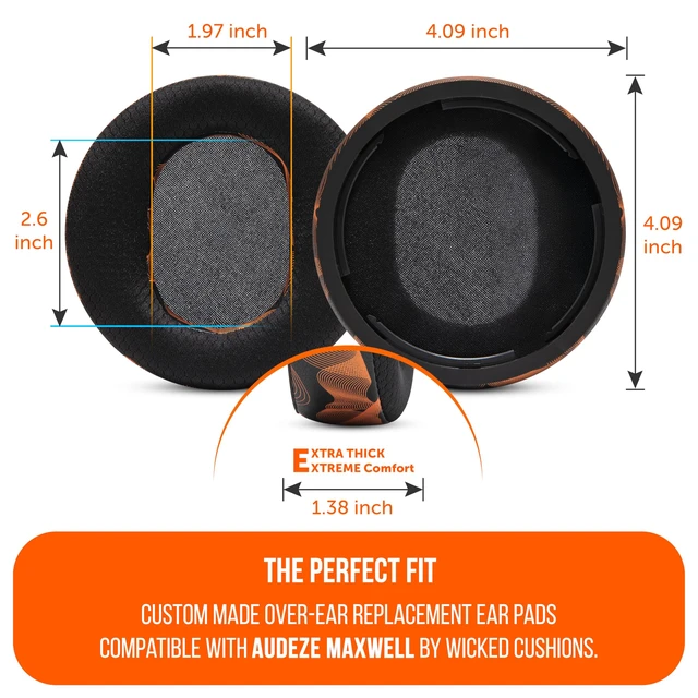 Alt view image 5 of 7 - Freeze Maxwell Gen 1 - Cooling Gel Earpads for Audeze Maxwell 1 Made by Wicked Cushions Elevate Comfort, Durability, Thickness & Sound Isolation for Gaming Kinetic Wave