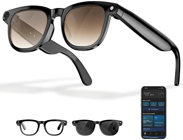 Main image of AI Smart Glasses with Camera, 4K Photos & 1080P Video,Real-Time Translation, Bluetooth 5.3, Assistant Conversation, Suitable for Vlogging,Cycling, Hiking Travel, Business Brown Gradient