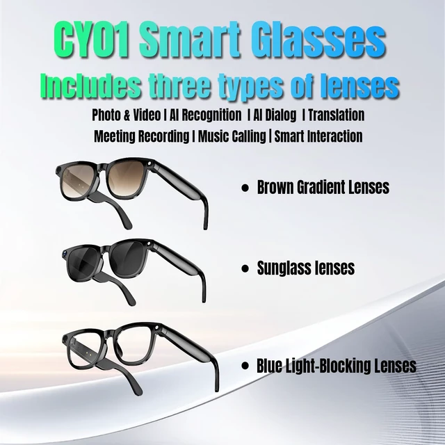 Alt view image 3 of 7 - AI Smart Glasses with Camera, 4K Photos & 1080P Video,Real-Time Translation, Bluetooth 5.3, Assistant Conversation, Suitable for Vlogging,Cycling, Hiking Travel, Business Brown Gradient