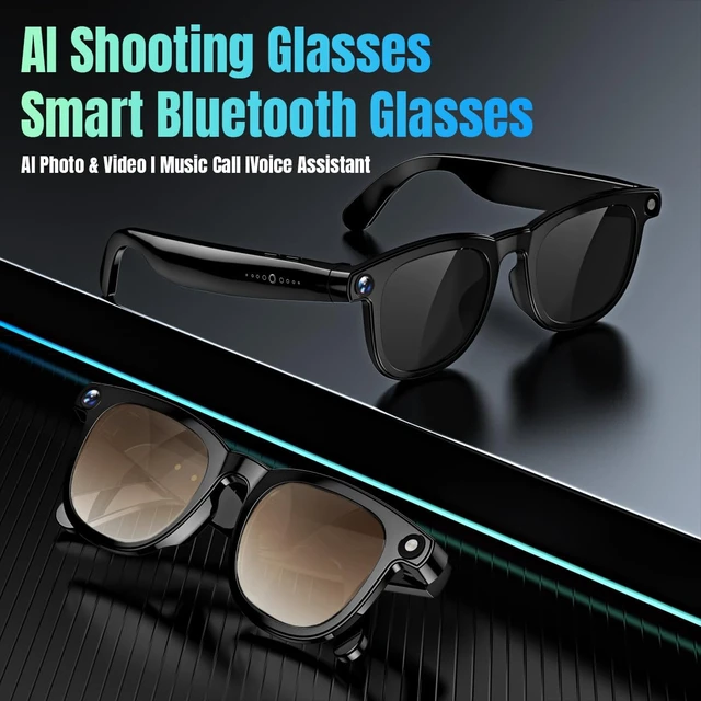 Alt view image 7 of 7 - AI Smart Glasses with Camera, 4K Photos & 1080P Video,Real-Time Translation, Bluetooth 5.3, Assistant Conversation, Suitable for Vlogging,Cycling, Hiking Travel, Business Brown Gradient