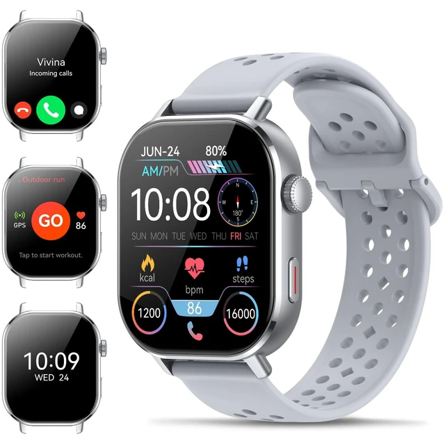 Main image of GPS Smart Watch for Men, Fitness Tracker with 110+ Sports Modes, Fitness Watch with 2.06" AMOLED Touchscreen, Heart Rate/Sleep Monitor, IP68 Waterproof, Notifications for Android iOS