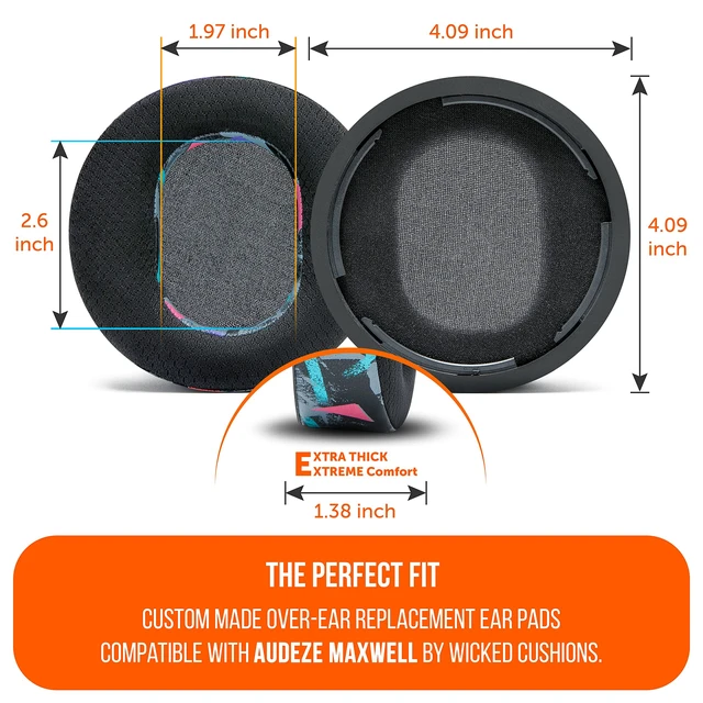 Alt view image 5 of 7 - Mod Kit V2 for Maxwell 1 - Cooling Gel Earpads & Wide Headband Made by Wicked Cushions For Audeze Maxwell Xbox & PS5 Gen 1, Enhanced Comfort & Cooling 90's Black
