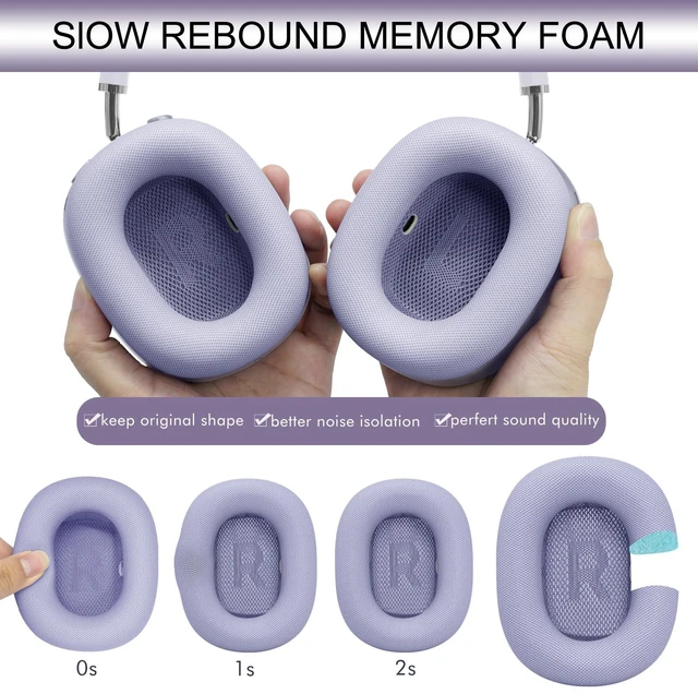 Alt view image 5 of 7 - Upgraded Ear Cushions Replacement Earpads for AirPods Max 1 & 2 Headphones, Protein Leather Ear Pads Ear Covers Cups with Memory Foam and Magnet for AirPods Max 1 & 2 (Purple)