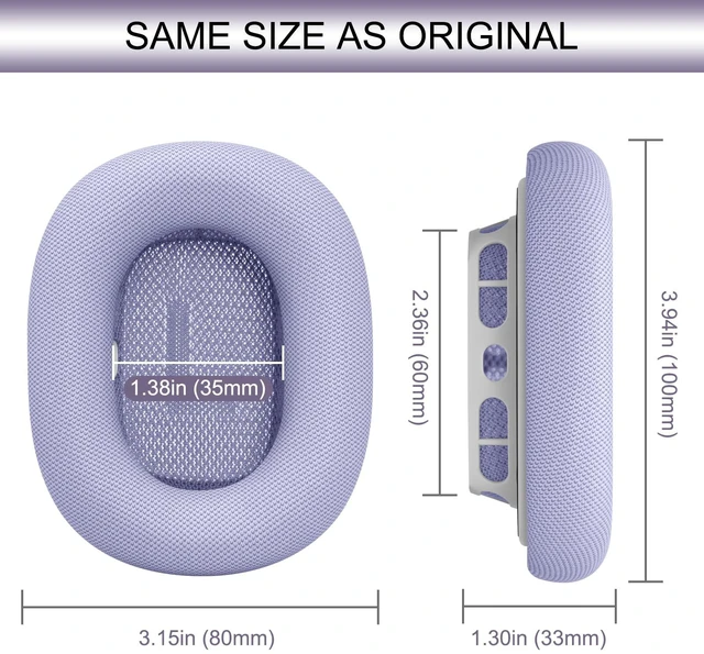 Alt view image 6 of 7 - Upgraded Ear Cushions Replacement Earpads for AirPods Max 1 & 2 Headphones, Protein Leather Ear Pads Ear Covers Cups with Memory Foam and Magnet for AirPods Max 1 & 2 (Purple)