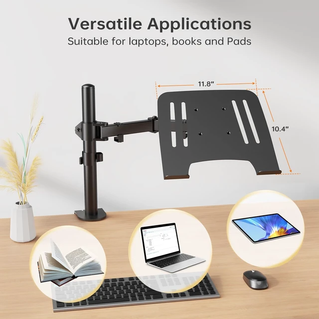 Alt view image 7 of 7 - 2-in-1 Monitor & Laptop Stand for 13-32" Monitor or 11-17" Laptop Removable laptop tray converts to a monitor mount with full-motion adjustment, up to 18 lb capacity for monitor or laptop use