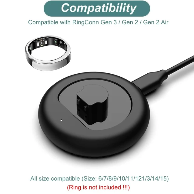 Alt view image 2 of 7 - Charger for RingConn Gen 3/Gen 2/Gen 2 Air Smart Ring Fast Charging Dock for All Size 6/7/8/9/10/11/12/13/14/15