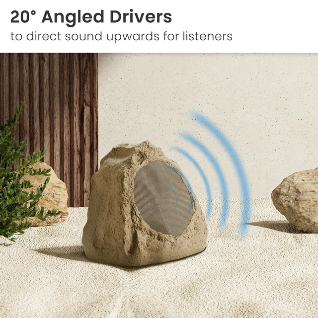 Alt view image 4 of 7 - 2R6S Outdoor Sandstone 6.5" Rock 2 Speaker Set for Deck Pool Spa Yard Garden