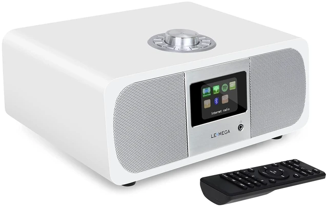 Main image of M3P 2.1 Music System with Internet Radio,FM Radio, Spotify Connect, Bluetooth Speaker,Wooden Box,40 Presets,Dual Alarms Clock,Remote and App Control - Satin White
