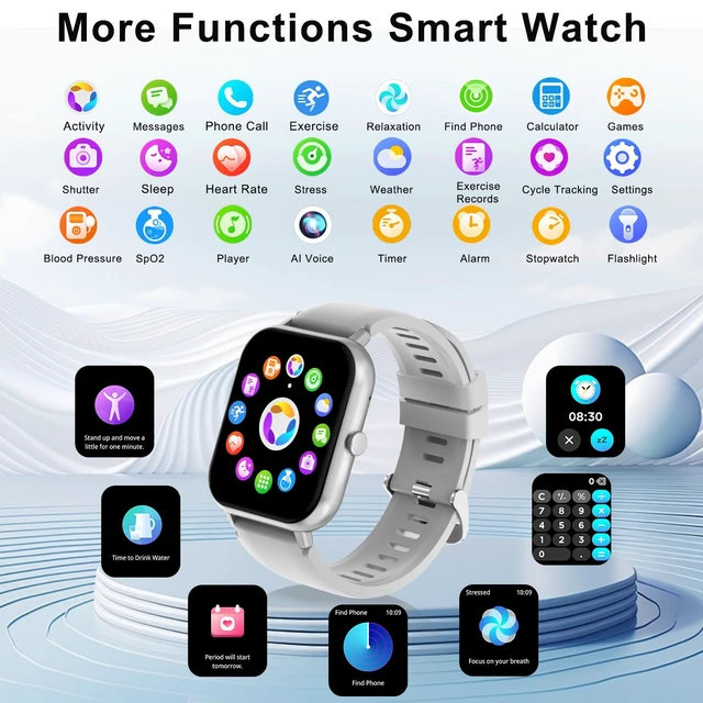Alt view image 5 of 5 - Smart Watch for Men Women Compatible with iOS Android Phone,1.83" Full Touchscreen IP68 Waterproof Smartwatch,Fitness Tracker with Make/Recive Call 123+ Sport Modes Heart Rate/Sleep Monitor