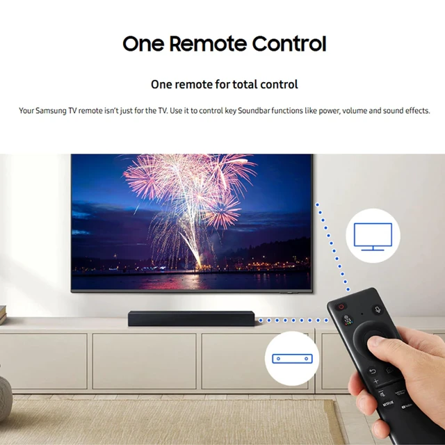 Alt view image 6 of 7 - B-Series Sound Bar HW B400F 2.0 ch Soundbar with Built in Subwoofer (2025 Model), One Remote Control, Surround Sound Expansion, Voice Enhance Mode