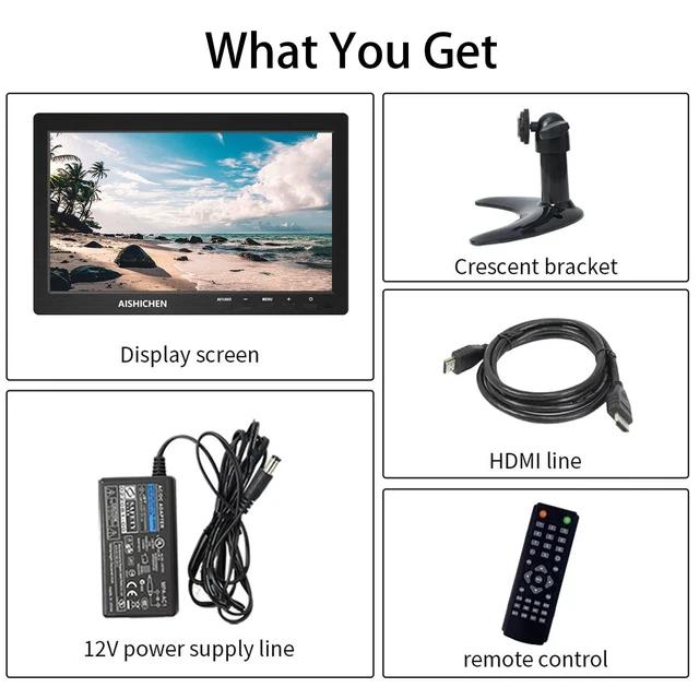 Alt view image 3 of 6 - 10.1 Inch Small Monitor, Raspberry Pi Display Built-in Speakers, Mini Screen1280 x 800, HDMI Monitor 60 Hz, 5ms, IPS Screen Display w/Remote Control, HDMI VGA AV BNC Input(10.1-1280x800P)
