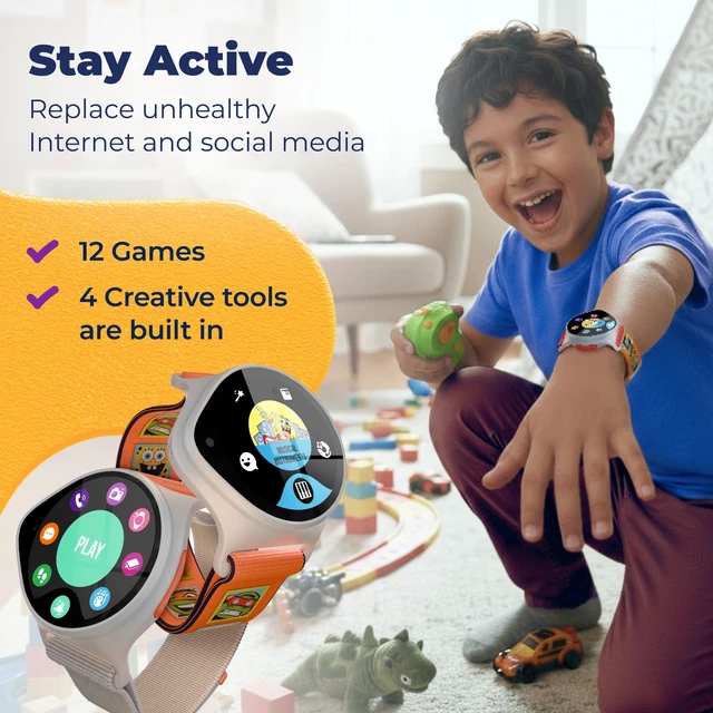 Alt view image 7 of 7 - Kids Smart Watch with Real-Time GPS Tracker for Boys & Girls Up to 24H Battery Work, SOS & Parental Controls, Phone Call and Text, Requires Data Plan, First 12-Months Free