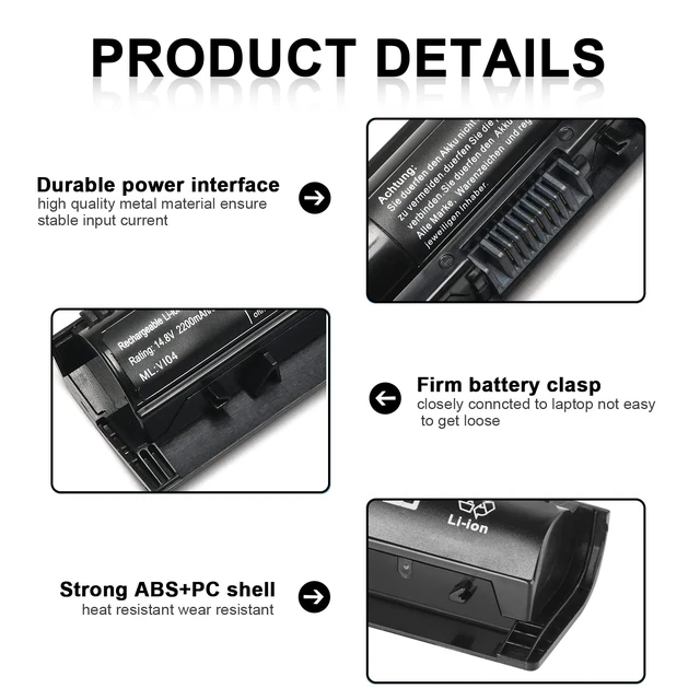 Alt view image 3 of 7 - VI04 756743-001 Battery Compatible with HP ProBook 440 G2 450 G2 TPN Q140 Q139 Q141 Q142 Q143 fit for HP Envy 14 15 17 Series 756743-001 756745-001 756479-421