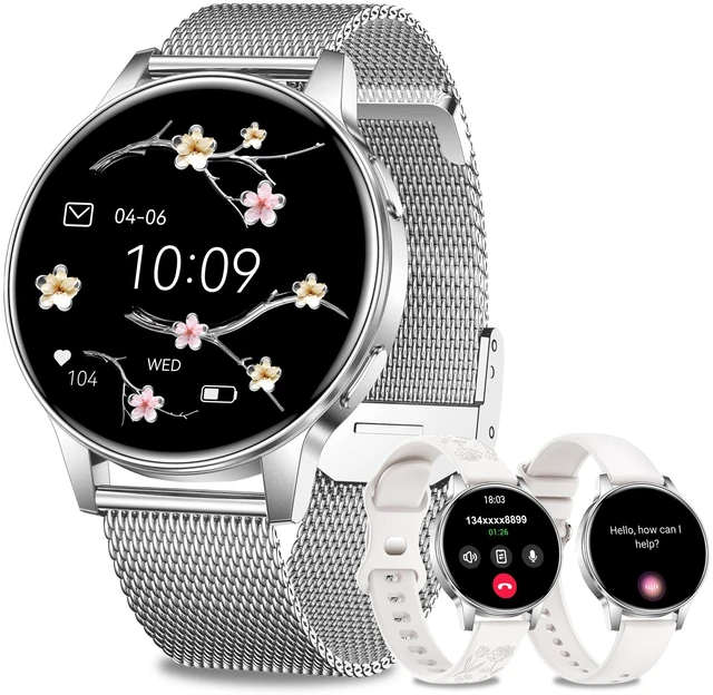 Main image of Smart Watches for Women, 3 Bands, Compatible for Android iPhone 1.27" HD Smartwatch, Answer/Make Call, IP68 Waterproof, Heart Rate/Sleep Monitor, 110+ Sports Mode, Light Weight, Gifts