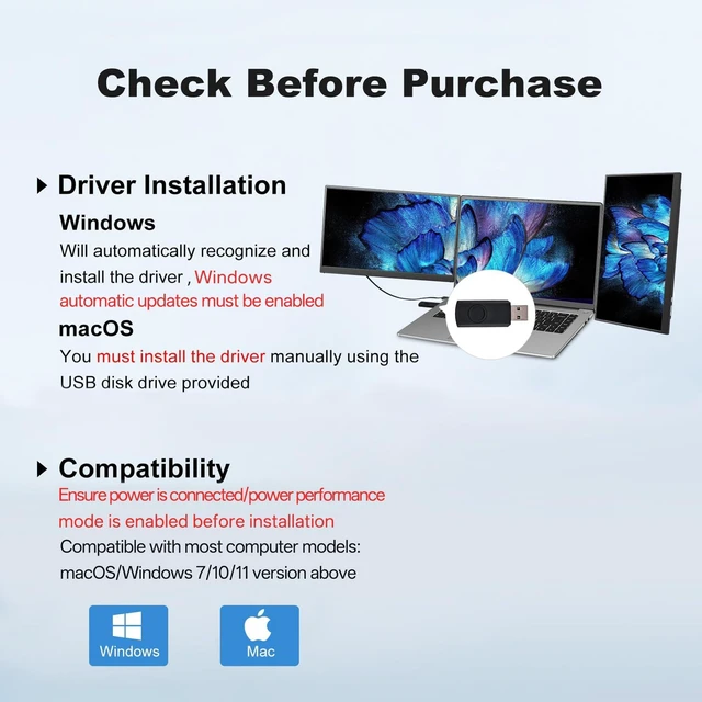 Alt view image 5 of 7 - 14" Laptop Screen Extender Built-in Cooler, 1200P FHD One Cable Connect Portable Triple Monitor, Dual Screen Monitor Fits 13"-17.3" Laptop with Stand for MacOS/Windows