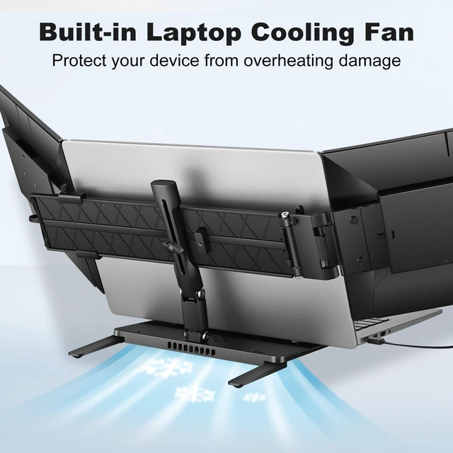Alt view image 7 of 7 - 14" Laptop Screen Extender Built-in Cooler, 1200P FHD One Cable Connect Portable Triple Monitor, Dual Screen Monitor Fits 13"-17.3" Laptop with Stand for MacOS/Windows