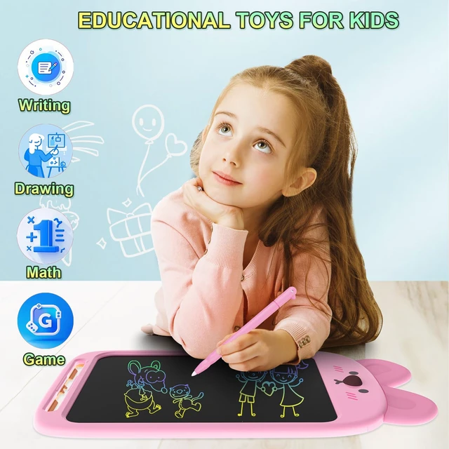 Alt view image 2 of 7 - Rabbit LCD Writing Tablet for Kids, Coloring Drawing Pad, 10 Inch Erasable Graphic Doodle Board, Educational Toy for Boy Girl Ages 3-8, Airplane Travel Road Trip Toy, Christmas Birthday Gift