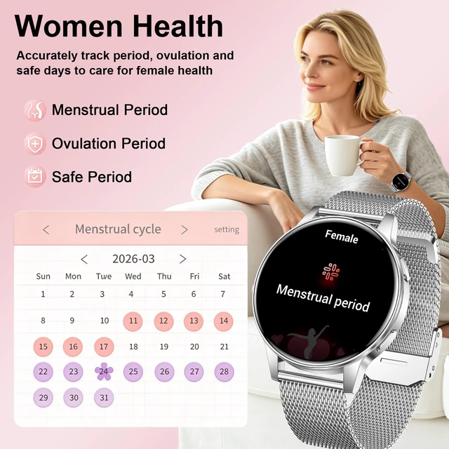 Alt view image 5 of 7 - Smart Watches for Women, 3 Bands, Compatible for Android iPhone 1.27" HD Smartwatch, Answer/Make Call, IP68 Waterproof, Heart Rate/Sleep Monitor, 110+ Sports Mode, Light Weight, Gifts