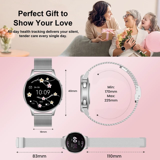 Alt view image 7 of 7 - Smart Watches for Women, 3 Bands, Compatible for Android iPhone 1.27" HD Smartwatch, Answer/Make Call, IP68 Waterproof, Heart Rate/Sleep Monitor, 110+ Sports Mode, Light Weight, Gifts