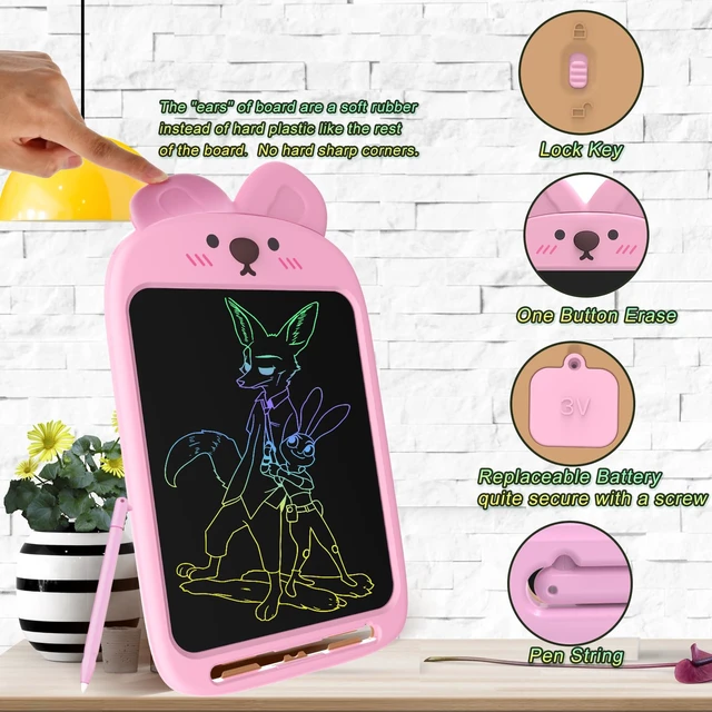 Alt view image 4 of 7 - Rabbit LCD Writing Tablet for Kids, Coloring Drawing Pad, 10 Inch Erasable Graphic Doodle Board, Educational Toy for Boy Girl Ages 3-8, Airplane Travel Road Trip Toy, Christmas Birthday Gift