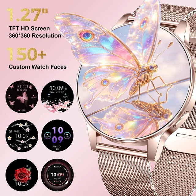 Alt view image 2 of 7 - Smart Watches for Women, 3 Bands, Compatible for Android iPhone 1.27" HD Smartwatch, Answer/Make Call, IP68 Waterproof, Heart Rate/Sleep Monitor, 110+ Sports Mode, Light Weight, Gifts