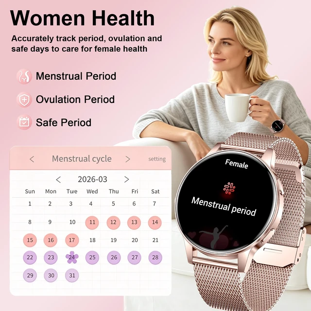 Alt view image 5 of 7 - Smart Watches for Women, 3 Bands, Compatible for Android iPhone 1.27" HD Smartwatch, Answer/Make Call, IP68 Waterproof, Heart Rate/Sleep Monitor, 110+ Sports Mode, Light Weight, Gifts