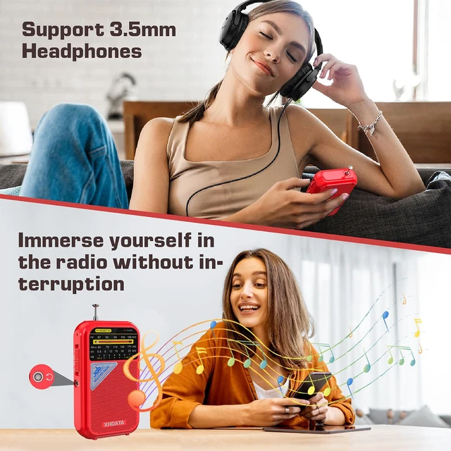 Alt view image 6 of 7 - D221 NOAA Weather Radio Portable AM FM Shortwave Radio Receiver,Red 2AA Battery Operated, Transistor Radio with Excellent Reception for Emergency, Hurricane, Gift, Walking and Home