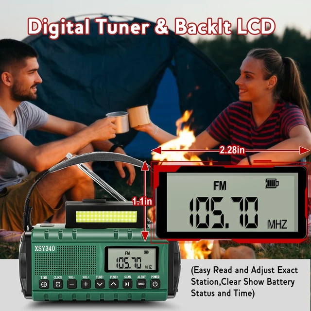 Alt view image 5 of 6 - Emergency NOAA Weather Alert Radio with Solar & Hand Crank USB-C Charging Portable AM/FM Radio 3W Flashlight, Reading Lamp, Cell Phone Charger, SOS for Hurricane, Storm, Camping Emergencies