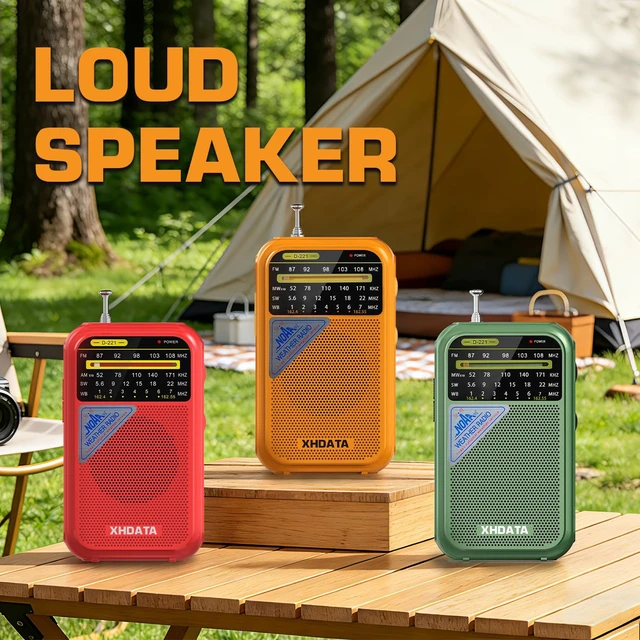 Alt view image 7 of 7 - D221 NOAA Weather Radio Portable AM FM Shortwave Radio Receiver,Red 2AA Battery Operated, Transistor Radio with Excellent Reception for Emergency, Hurricane, Gift, Walking and Home
