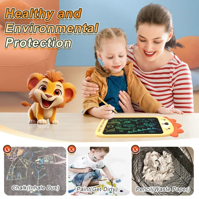 Alt view image 6 of 7 - Lion LCD Writing Tablet for Kids, Coloring Drawing Pad, 10 Inch Erasable Graphic Doodle Board, Educational Toy for Boy Girl Ages 3-8, Airplane Travel Road Trip Toy, Christmas Birthday Gift