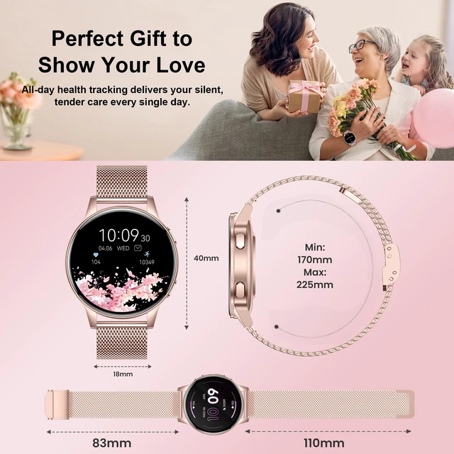 Alt view image 7 of 7 - Smart Watches for Women, 3 Bands, Compatible for Android iPhone 1.27" HD Smartwatch, Answer/Make Call, IP68 Waterproof, Heart Rate/Sleep Monitor, 110+ Sports Mode, Light Weight, Gifts