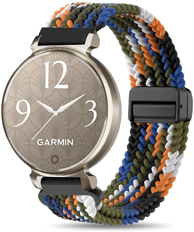 Main image of Braid Nylon Bands Compatible with Garmin Lily 2, Magnetic 14mm Stretchy Nylon Soft Loop Straps Quick Release Replacement Adjustable Wristband for Lily 2 Classic/Active Smart Watch Accessory for Women