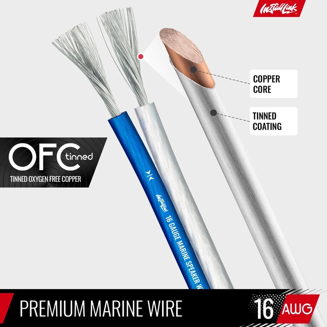 Alt view image 7 of 7 - 16 AWG Gauge (Tinned OFC) Marine Speaker Wire (50 Feet) 16/2 Tinned Oxygen Free Copper Speaker Cable, 2-Conductor, for Boat, Watercraft, RV, Off-Road, Car Audio Amp or Home Theater