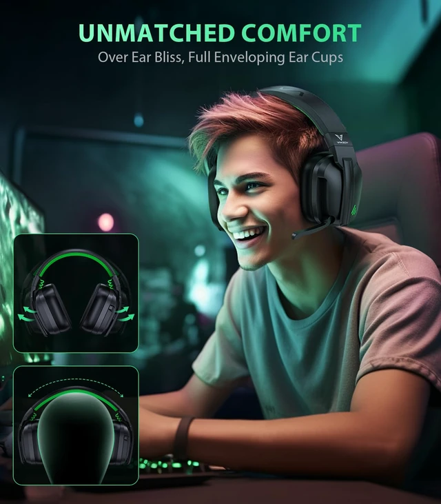 Alt view image 2 of 7 - Wireless Gaming Headset for PS5,PS4,PC,Switch, 2.4GHz USB & BT 5.4 Noise Canceling Mic, Lossless Audio-50H Batt, Works with PS4, Mac & Mobile, Ideal for Fortnite & Call of Duty & RGB