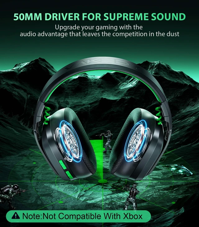 Alt view image 4 of 7 - Wireless Gaming Headset for PS5,PS4,PC,Switch, 2.4GHz USB & BT 5.4 Noise Canceling Mic, Lossless Audio-50H Batt, Works with PS4, Mac & Mobile, Ideal for Fortnite & Call of Duty & RGB