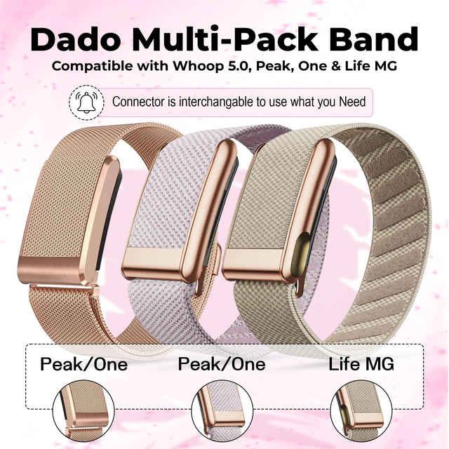 Alt view image 3 of 6 - For Her Women WHOOP 5.0 Bands Multi-Pack 3 Pack Stylish Wrist Straps, Flexible All-Day Comfort with Adjustable Stainless Steel Slider Designed for Everyday & Active Wear