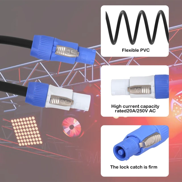 Alt view image 5 of 7 - 3 Pin PowerCon Power Cable AC PowerCon Input to Output 12AWG Power Extension Cable Fits for Stage Light,LED Screen Beam Moving Head Light, Audio Video Equipment and More (1.85M/6FT)