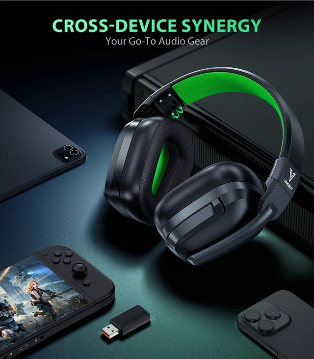 Alt view image 6 of 7 - Wireless Gaming Headset for PS5,PS4,PC,Switch, 2.4GHz USB & BT 5.4 Noise Canceling Mic, Lossless Audio-50H Batt, Works with PS4, Mac & Mobile, Ideal for Fortnite & Call of Duty & RGB
