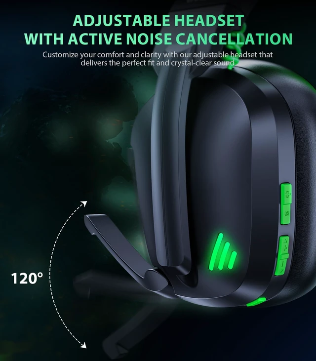 Alt view image 7 of 7 - Wireless Gaming Headset for PS5,PS4,PC,Switch, 2.4GHz USB & BT 5.4 Noise Canceling Mic, Lossless Audio-50H Batt, Works with PS4, Mac & Mobile, Ideal for Fortnite & Call of Duty & RGB
