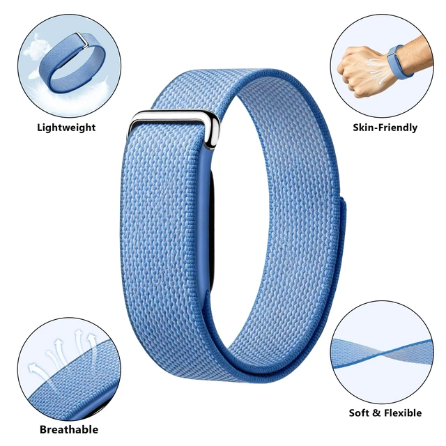 Alt view image 2 of 6 - 4 Pack Band Compatible with Google Fitbit Air Band for Women Men, Braided Nylon Loop Sport Breathable Replacement Wrist Strap Compatible with Fitbit Air Screenless Fitness Tracker