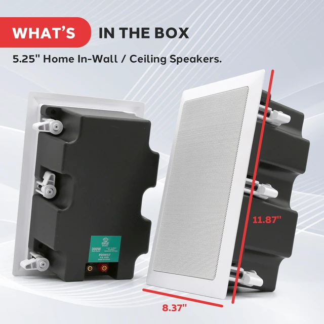 Alt view image 7 of 7 - 5.25" 300W Dual Tweeter In-Wall In-Ceiling Speaker - True Stereo Output from One Speaker, Long Throw Woofer, Easy Flush Mount Installation, Whole House Audio, Home Theater - PDIW57