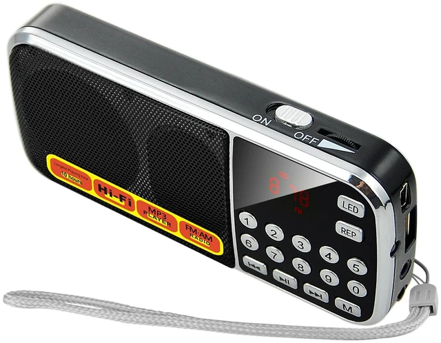 Main image of B03 Small Radios Portable AM FM,Micro SD/TF Card Slot and USB Slot Mini Radio Walkman Audiobook Audio MP3 Player,Large Capacity Rechargeable Battery Powered,Digital Buttons,Sound Quality