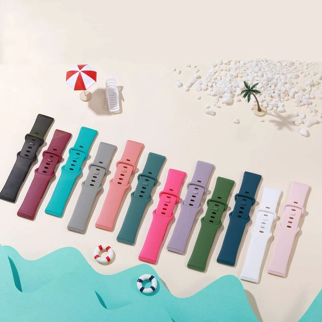 Alt view image 7 of 7 - 15 Pack Compatible with Fitbit Versa 4/Versa 3 Bands/Sense/Sense 2 Bands,Soft Replacement Water-resistance Sport Watch Strap Wristband for Fitbit Smartwatch for Women Men